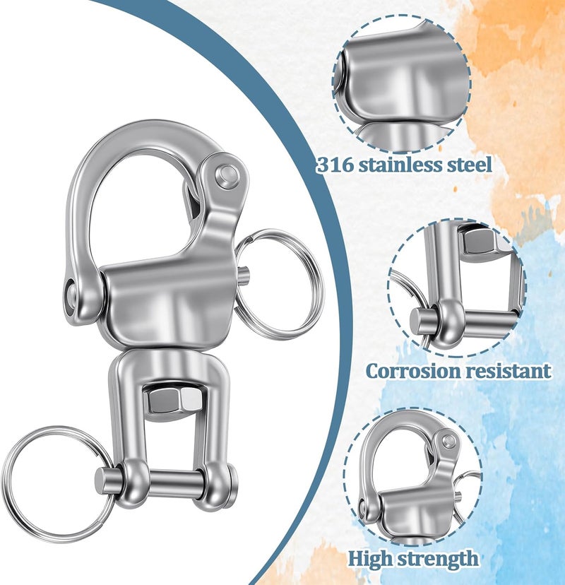 DOPENSPI 6 Pack Snap Shackle Sailing Halyard, 316 Stainless Steel Clevis Swivel Jaw Swivel Shackle Quick Release Snap Hook Snap Shackle for Sailboat Spinnaker Halyard Diving - Image 5